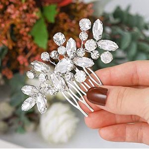 Unicra Bruid Bruiloft Haar Kam Kristal Haarkammen Accessoires Bruids Haarstukken voor Vrouwen en Meisjes (Zilver)