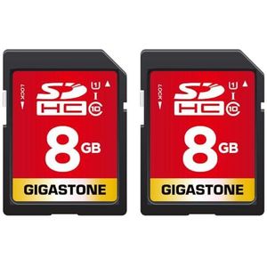 Gigastone 8 GB SDHC-geheugenkaart, 2 kaarten, hoge snelheid voor het opslaan van foto's, video's, muziek, spraakbestanden, camcorder, camera, recorder, pc, Mac, klasse 10