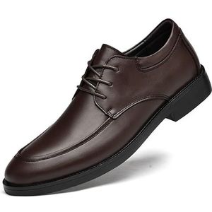 Jurk Oxford for heren Veterschort Teen Derby Schoenen Lederen ronde neus Blokhak Rubberen zool Antislip Klassiek (Color : Brown, Size : 44 EU)