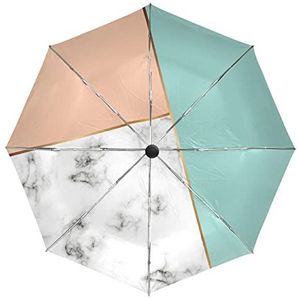Kunst Schattige Steen Marmering Marmer Paraplu Automatisch Opvouwbaar Auto Open Sluiten Paraplu's Winddicht UV-bescherming voor