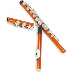 Oranje warme kleurenfluitinstrument 16 gesloten gat C-sleutel Wit koper vernikkeld materiaal met E-sleutel Fluit Instrument