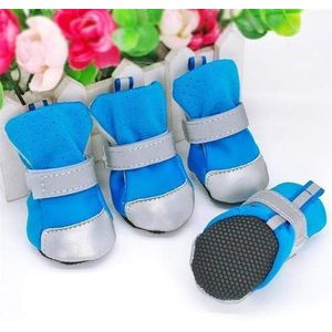 Hongtai Dog Schoenen Dwaterproof Hot Water Pet Winter Honden Schoenen Sokken Reflective Anti-slip Regen Sneeuw Laarzen for kleine honden Chihuahua (Color : Blue, Size : M)