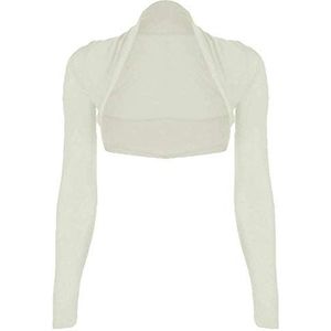 DAMES LANGE MOUWEN PLUS MAAT BOLERO SHRUG TOP DAMES OPEN VEST TOP MAAT 8-26 (UK Maat, Crème, 38-40