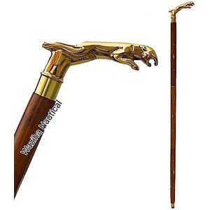 Designer Messing Jaguar Hoofd Handvat Wandelstok Antieke Stijl Houten Cane Designer Messing Gouden Hoofd Handvat Wandelstok Antieke Stijl Houten Cane Gift