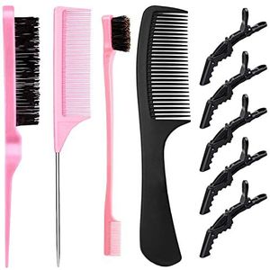 3 stuks plagen borstel set borstel borstel 3 rijen plagen borstel dubbele rand borstel stevige styling kam afscheid kam voor borstelen, kammen, glad haar voor stylist vrouwen (roze-2)