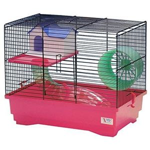 Decorwelt Hamsterstokken, roze, buitenafmetingen 40 x 25 x 34 cm, knaagkooi, hamster, plastic kleine dieren, kooi met accessoires