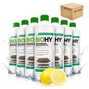 BiOHY Schoonmaakmiddel voor dweilrobots (9 x 1l Fles) | Vloerreiniger voor houten vloeren zoals parket & laminaat | streeploze glans | concentraat met frisse geur (Wischroboter Holz)