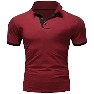 Herenoverhemden Met Korte Mouwen Zomercasual Zakelijke Overhemden For Heren, Regular Fit Met Zakken(Rouge,S)