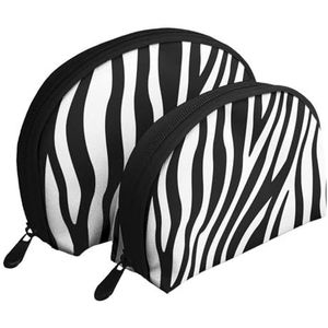 Make-uptas, cosmetische reistas, 2 stuks draagbare clutch pouch-set Pouch Organizer Zebra Print Print, zoals afgebeeld, Eén maat
