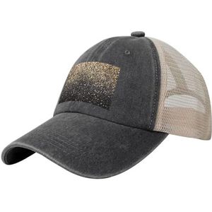 RZHRHJES Gouden Glitter Zwart Gouden Stippen, Klassieke Papa Hoeden Verstelbare Trucker Hoeden Cowboy Mesh Baseball Cap, zoals afgebeeld, one size