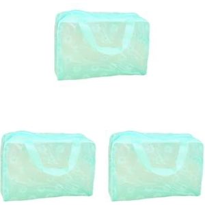Vrouwen Cosmetica Tas Opslag Reizen Opknoping Toiletartikelen Organizer Handvat Rits Dragen Make Up Case Pouch Pack Blauw, 3 Set (Groen), as description, als beschrijving