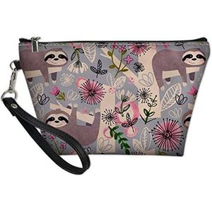 SEANATIVE Gepersonaliseerde make-up tas met schattige luiaardprint reizen cosmetische tas voor vrouwen meisjes