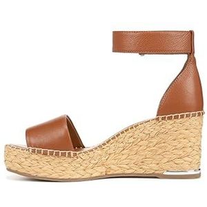 Franco Sarto Womens Clemens Raffia Espadrille Wedge Sandals Cognac Brown Leather 8W