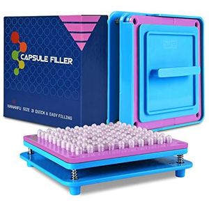 Wananfu Capsule vulmachine maat 3 met gedetailleerde instructies, 100 gaten, gebruik met gelatine of vegetarische lege capsules maat 3