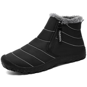 Men's Waterproof Warm Plush Lined Outdoor Snow Ankle Boots Anti-Slip Slip-on Lightweight Winter Boots Sneakers (Color : Black, Size : EU 40)