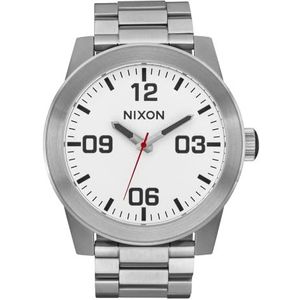 NIXON Mannen Analoog Japans Quartz Horloge met Roestvrij Stalen Band NIXON-A346-P, wit/zilver, Eén maat, Korporaal SS