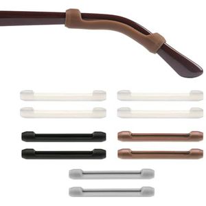 COACOM 5 paar antislip beugeluiteinden, bril-oorkussens, comfortabele siliconen brillenaccessoires om te voorkomen dat de bril van de neus glijdt, zwart, Eén maat