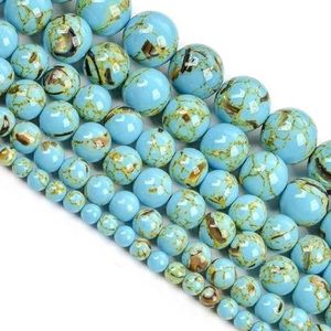 Natuursteen kralen blauw groen schelp turkoois gladde losse spacer kralen voor sieraden maken DIY armbanden ketting accessoires-blauw groen-10 mm- ongeveer 38 stuks