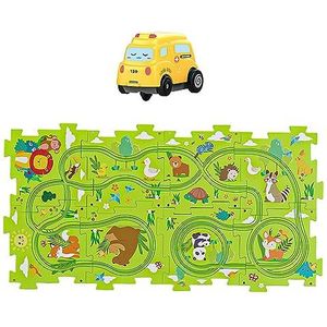 Baanauto speelset | Kindvriendelijk puzzelbaanspeelgoed - DIY Assembleren Elektrische Trolley Multifunctionele Braamvrije Puzzel Board Track Auto Speelgoed voor Kinderen Leeftijden 3-6 Suphyee