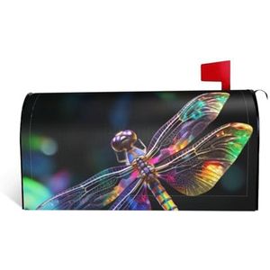 GTKSYNVE Kleurrijke Dragonfly Art Brievenbushoezen Magnetische Standaard Maat 21x18 inch Decoratieve Brievenbus Wraps Waterdichte Post Brievenbus Cover Gepersonaliseerde Brievenbus Covers voor Tuin