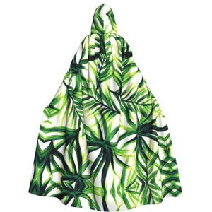 FRGMNT Palmboom Groene Bladeren Print Vrouwen Hooded Mantel, Carnaval Cape, Volwassenen Hooded Mantel Cape, voor Halloween Cosplay Kostuums