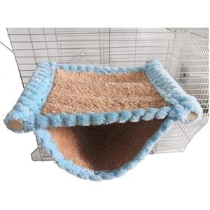 ORBIBA Hamster hangmat zachte truc pluche hamster opknoping hangmat katoen egel rat cavia rust slaapbed hut tent kleine huisdier kooi accessoires (kleur: blauw, maat: L 26 x 18 x 12 cm)