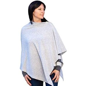Poncho-knopen, kasjmier-mix, voor dames, gemaakt in Italië, merinowol, kasjmier, zwart, beige, wit, blauw, grijs, gebreide sjaal, eenheidsmaat, Lichtgrijs, one size