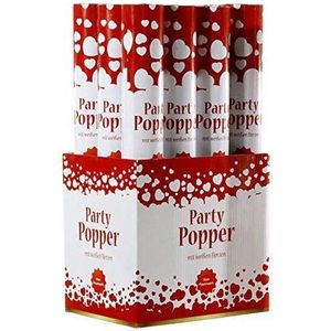 Spetebo Party popper met witte hartjes, set van 12, confettikanonnen voor bruiloft