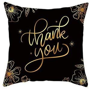 Ethereval Linnen bank kussensloop met rits kussenslopen voor bank bloemen bedankt kussensloop met ritssluiting bank kussens satijn zwart goud decor sierkussensloop - 45 x 45 cm