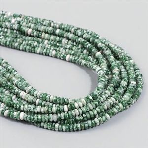 Natuurlijke platte ronde stenen kralen Abacus vorm Jaspers Quartzs edelstenen kralen voor doe-het-zelf ketting oorbellen sieraden maken meubi 2 * 4mm-NO.12 groene stip-on