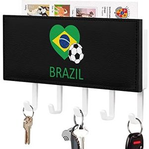 Liefde Brazilië Voetbal Sleutelhouder voor Muur met 5 Haken Brief Kapstok Home Decor Keuken Slaapkamer Kantoor