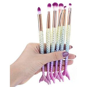 Eljjhah 7/10 stks Make-up Borstels Tool Blending Beauty Cosmetics Kit Set van Borstel Gezicht Oogschaduw Lip Artist Zeemeermin Markeerstift Foundation (Handvat Kleur: Blauw)