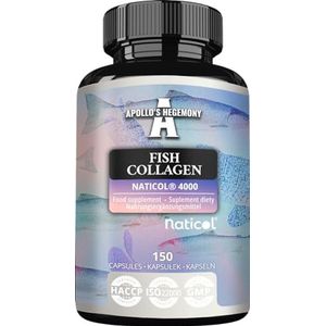 Marine Collagen Peptides NatiCol® - 3000 mg per portie - 150 Capsules - 1 Maand Levering - Vis Collageen Proteïne voor Gezonde Huid, Gewrichten en Haar - door Apollo's Hegemony