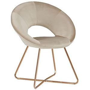 Duhome eetkamerstoel beklede stoel leunstoel fauteuil woonkamerstoel vooraanstaande design 439D, kleur:beige, materiaal:fluweel