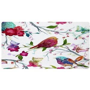 VAPOKF Vogel vlinder en bloem op tak keuken mat, antislip wasbaar vloertapijt, absorberende keuken matten loper tapijten voor keuken, hal, wasruimte