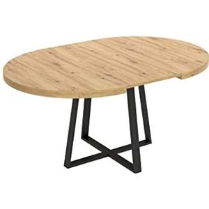 Befara Eettafel, rond, uittrekbaar, industrieel design, Edison, Scandinavisch, 110 x 110 x 77 cm, eettafel of keuken in industriële stijl, uittrekbaar
