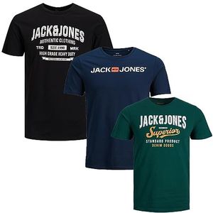 JACK & JONES Heren T-shirt 3-pack ronde hals Jam14 Tee Shirt S, M, L, XL, XXL, Pakket van 3 grote maten # 74, 8XL