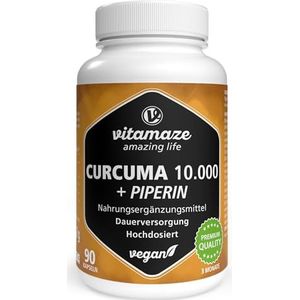 Kurkuma - 10.000 mg - Voedingssupplement - 90 Capsules - Bioactief Kurkuma-extract