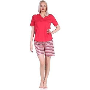 Normann Korte damespyjama met patroon in stralende kleuren, rood, 44/46