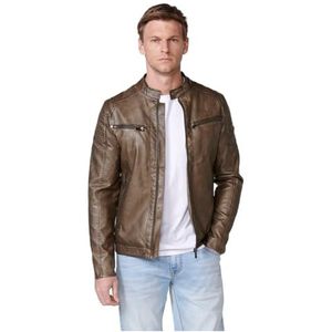 Koroshi Jas in lederlook, kraag voor heren in bruin, bruin, Bruin, M