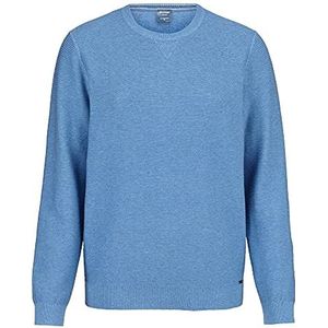 OLYMP Gebreide trui met lange mouwen en ronde hals, extra fijn katoen, mosterdgeel, Blauw 11, XL
