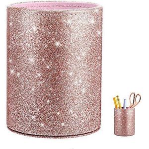LWZko PU Glitter Pen Houder - Make-up Borstel Opbergbeker in Roze voor Vrouwen en Meisjes - Potlood Cup voor Bureau, Kantoor, School, Thuis