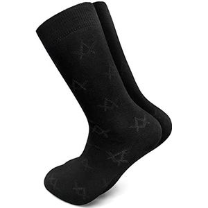 Masonic Heren Katoenen Sokken met Ghosted Sq & Kompas