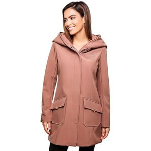 MARIKOO B856 Softshelljas voor dames, lange winterjas, waterafstotende outdoorjas, terracotta, M