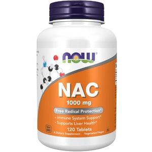 Now Foods NAC N-Acetyl-L-Cysteïne 1000mg (120 tabletten) Aminozuren, Vitaminen voor Haar, Huid, Nagels, Regeneratie, voor Immuniteit, Detox