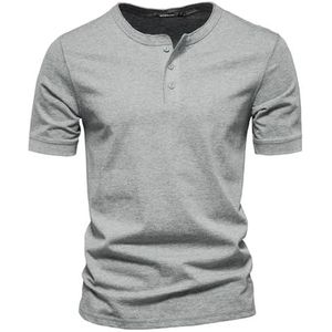 LQHYDMS Heren T-shirt Katoenen Kraag T-shirt Mannen Casual Zomer Korte Mouw Heren T-shirts Mode Basic T-Shirt Mannelijke, Lichtgrijs, M 55-65kg