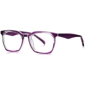 moomoobird Mode Bril TR90 Frame Vierkante Bril Frame voor Vrouwen Mannen Unisex, Paars Met Helder