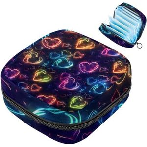 MUOOUM Maandverband Opbergtas, Kleur Neon Harten Menstruatie Cup Pouch, Draagbare Maandverband Pads Opbergzakken Vrouwelijke Menstruatie Eerste Menstruatie Tas voor Tiener Meisjes Vrouwen Dames, Kleur