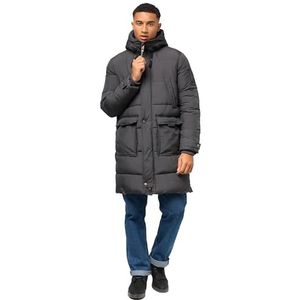 STONE HARBOUR Beviis Winterjas voor heren, warme gewatteerde jas, lang met capuchon, S-3XL, antraciet, 3XL
