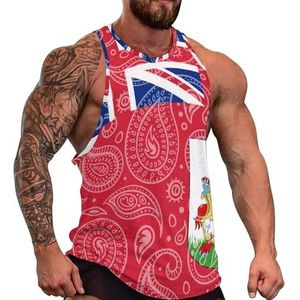 Paisley Bermuda vlag heren tanktop grafische mouwloze bodybuilding T-shirts casual strand T-shirt grappig gym spier